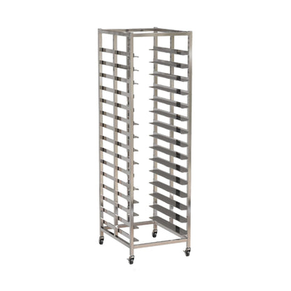 GenSDH 15-Tier Stainless Steel Rack, Commercial Mobile Bakery Trolley for Bread & Pizza, Heavy-Duty 400Kg Capacity, Multi-Layer Sheet Pan Storage Solution