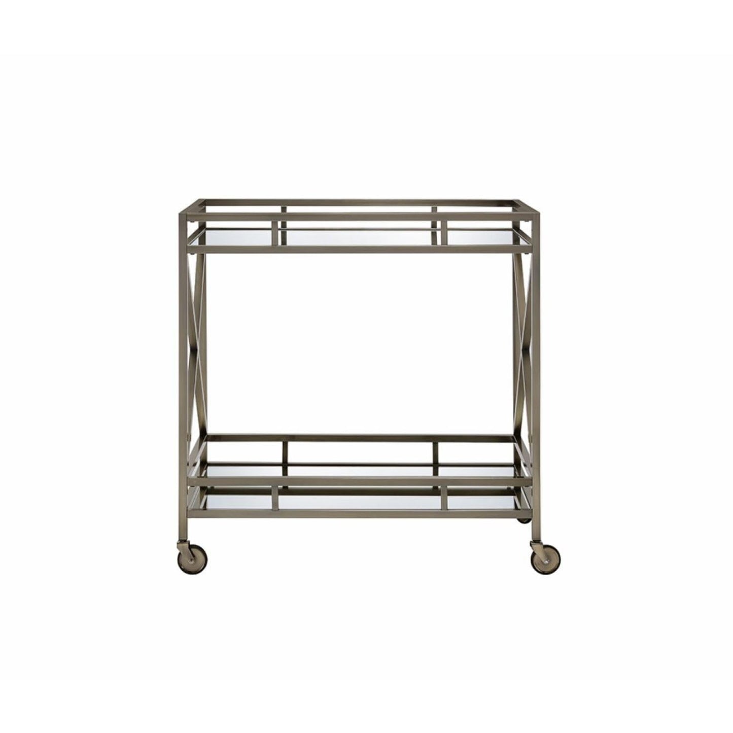 Kristensen Mirrored & Antique Gold Finish Serving Cart - Antique Gold - Serving Cart with Mirrored Top & Shelf - Elegant Finish