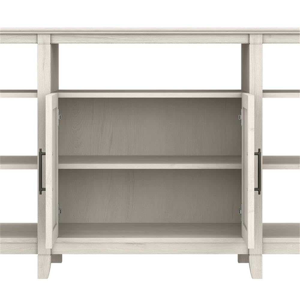 Bush Furniture Key West Tall TV Stand with Set of 2 Bookcases, Farmhouse Entertainment Center for 65 Inch Television, 17D x 60W x 66H, Linen White Oak