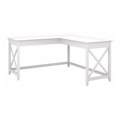 Bush Home Key West 60W Modern Farmhouse L Shaped Desk in Pure White Oak, 60-Inch Corner Computer Table for Home Office Workspace