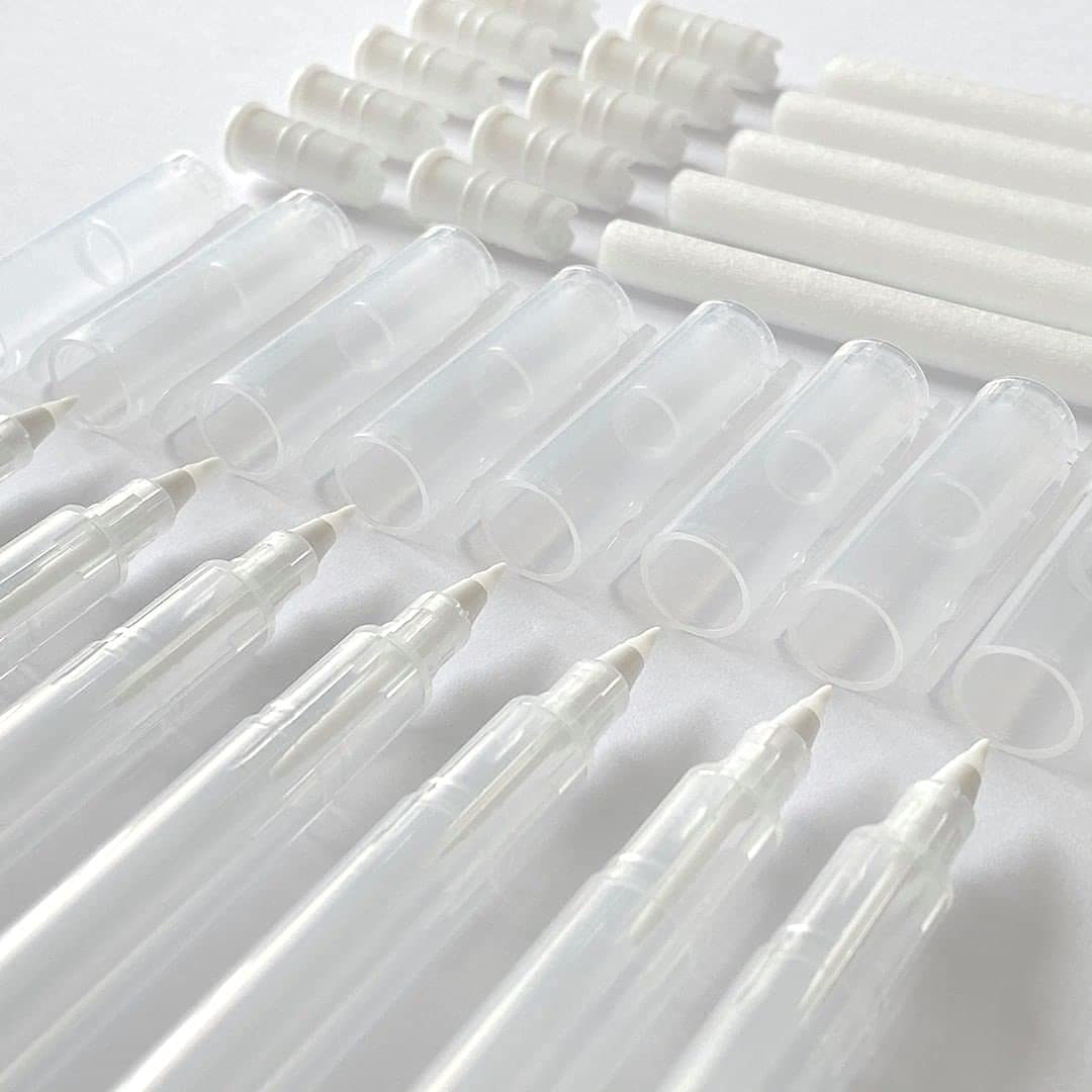 Kuretake Karappo Pen, Fine Brush tip 5pcs set, Empty refillable ink pen, for lettering, calligraphy, illustration, drawing, Made in Japan