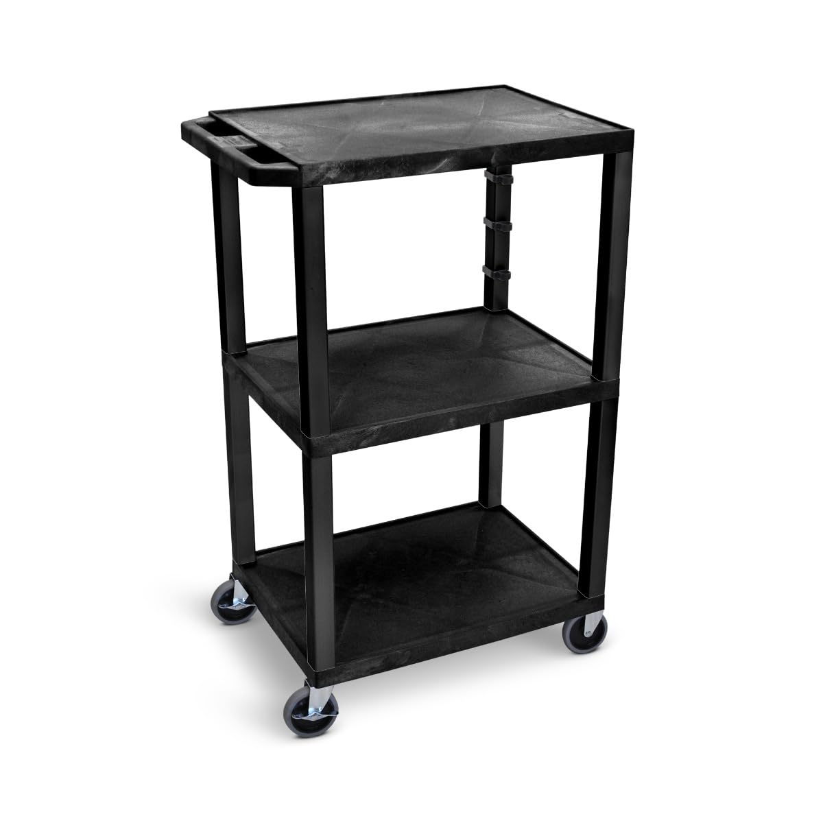 Luxor UCPL1 42"H 3-Shelf Utility Cart - Black