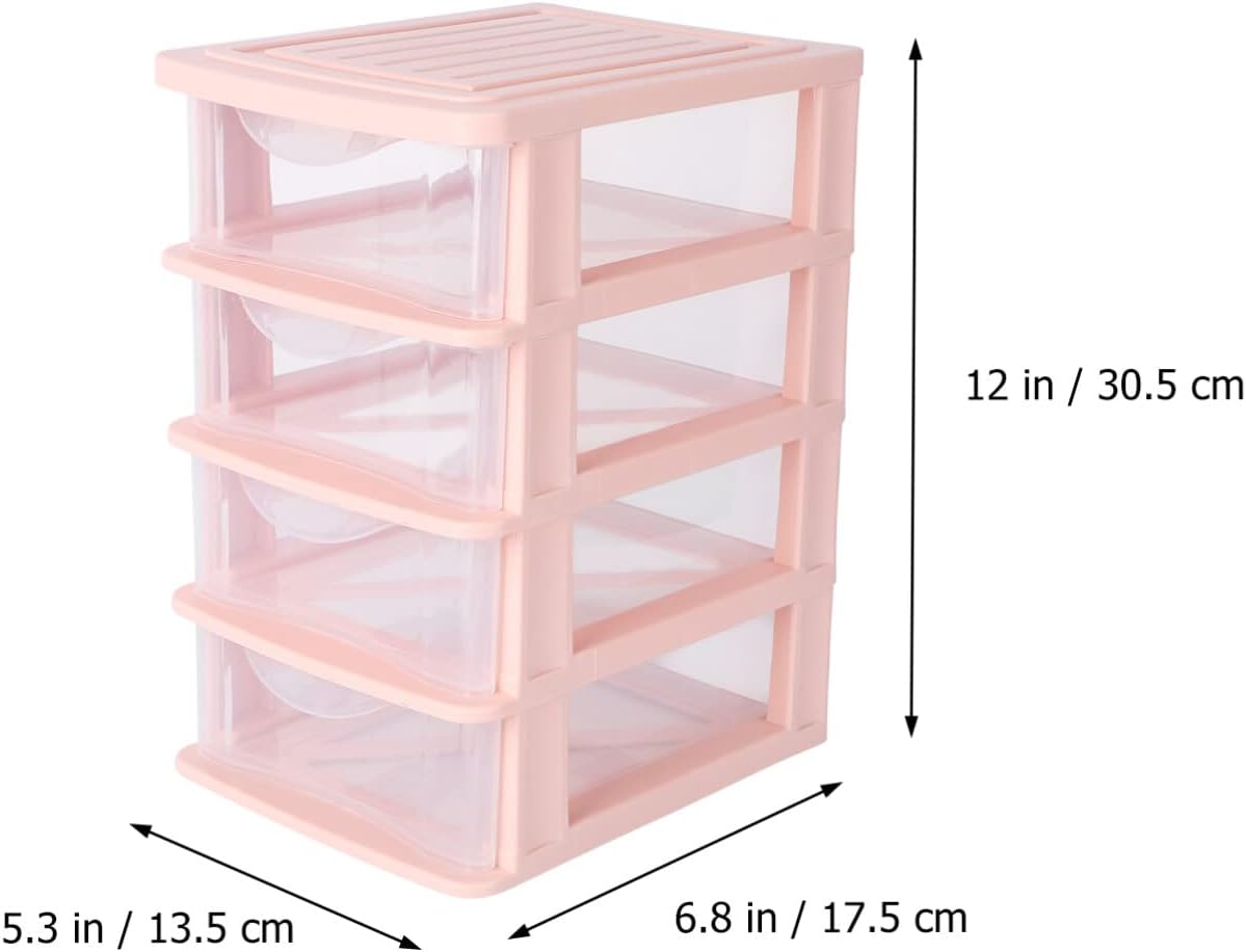 STOBOK 4 Layers Plastic Storage Drawer, Multifunctional Desktop Organizer for Home and Office