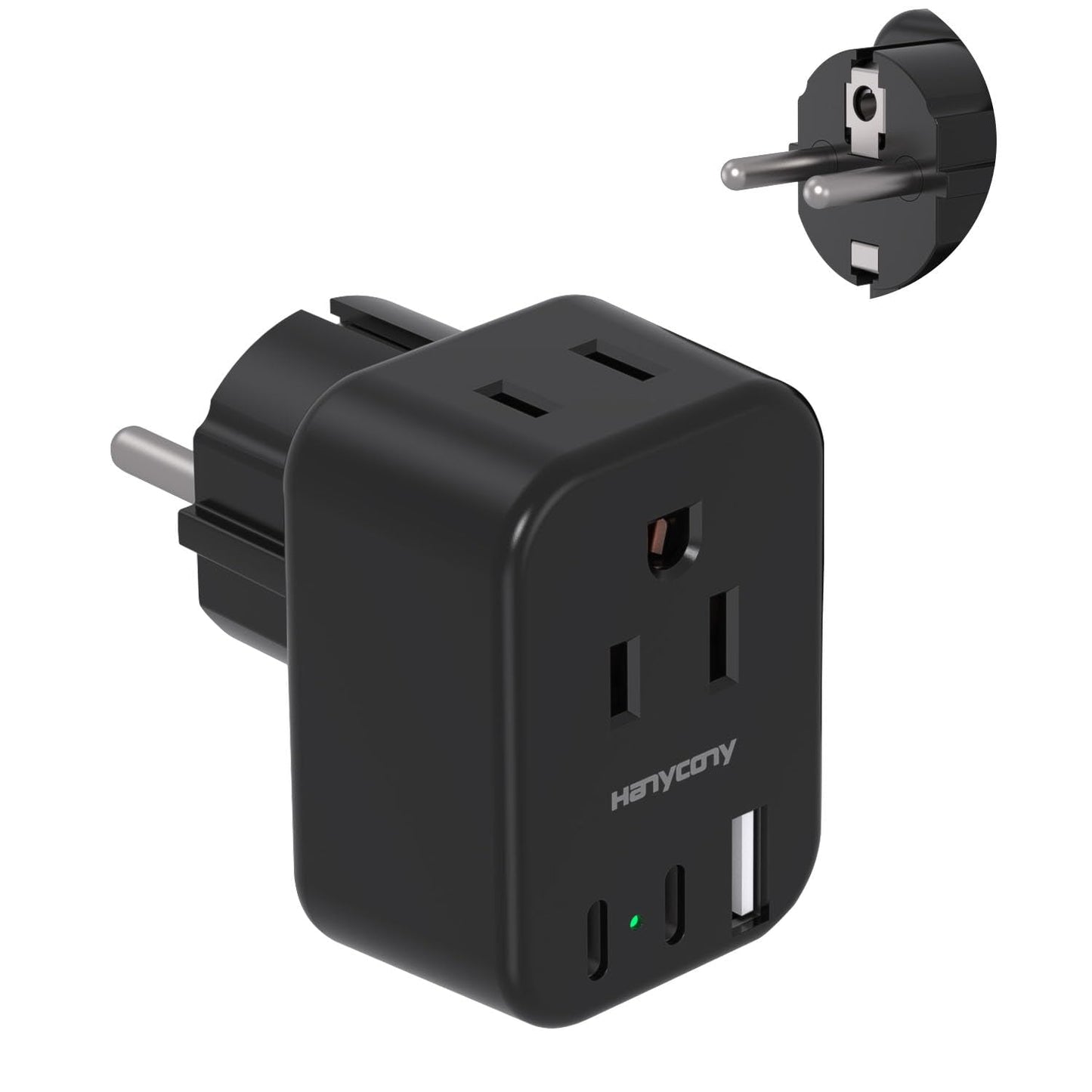 South Africa Travel Plug Adapter, HANYCONY Type M Power Adapter with 2 AC Outlets 3 USB Ports(2 USB C) for US to South Africa Botswana Namibia India Nepal Bhutan Sri Lanka