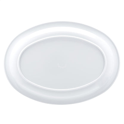 Amazon Basics Melamine Oval Platter Serving Tray, Dishwasher Safe, Narrow Rim, 13 in x 9.75 in, White, 6-Piece Set