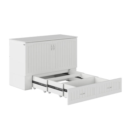 AFI, Southampton Murphy Bed Chest Full with 6" Mattress, Built-in USB Charger & Storage Drawer, White