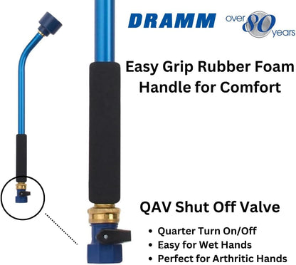 Dramm 30 8 Sunrise Soft Rain Watering Spray Wand Long, Berry Gentle Full-Flow Spray with Shut-Off Valve & Foam Grip