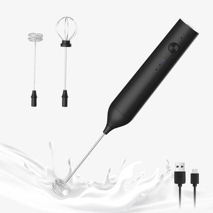 Powerful Electric Milk Frother Set, Rechargeable Drink Blender with Wand and Egg Whisk Attachments, 3 Speed Adjustable