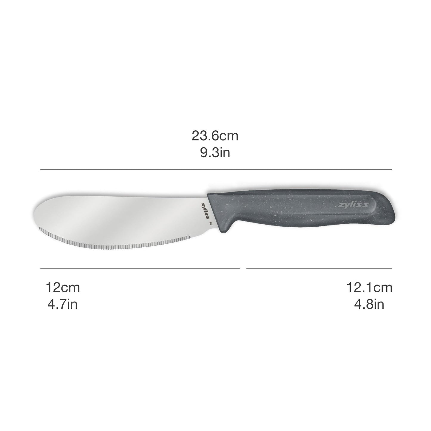 Zyliss Sandwich Knife & Condiment Spreader - Sandwich Spreader for Butter, Cream Cheese, & Jellies - Ergonomic Stainless Steel Spreading - Butter Spread for Bagels & Toast - Gray 4.7"