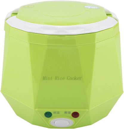 Electric Rice Cooker, Portable Food Steamer, Mini Travel Rice Cooker, 12V 100W, 1.3 L, Green