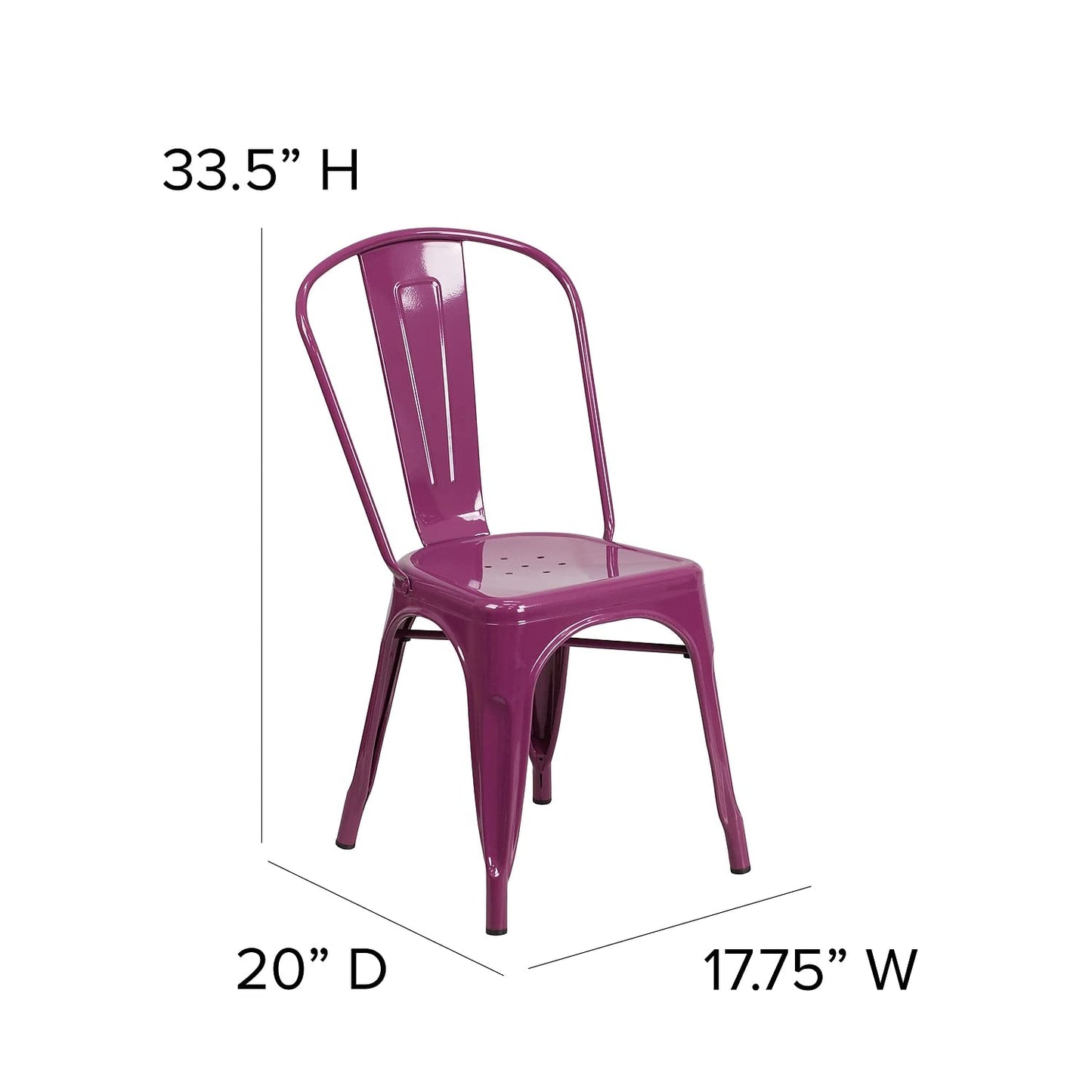 Flash Furniture Blake Commercial Grade 4 Pack Purple Metal Indoor-Outdoor Stackable Chair