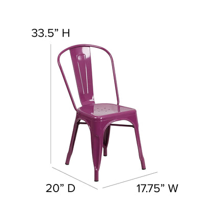 Flash Furniture Blake Commercial Grade 4 Pack Purple Metal Indoor-Outdoor Stackable Chair