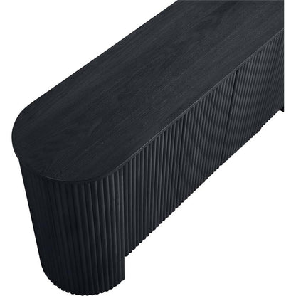 Meridian Furniture 385Black Belinda Collection Mid-Century Modern Sideboard/Buffet with Rich Black Finish, Oak Veneer, Mix of Solid Wood and MDF, Fluted, 72" W x 18" D x 33" H, Black