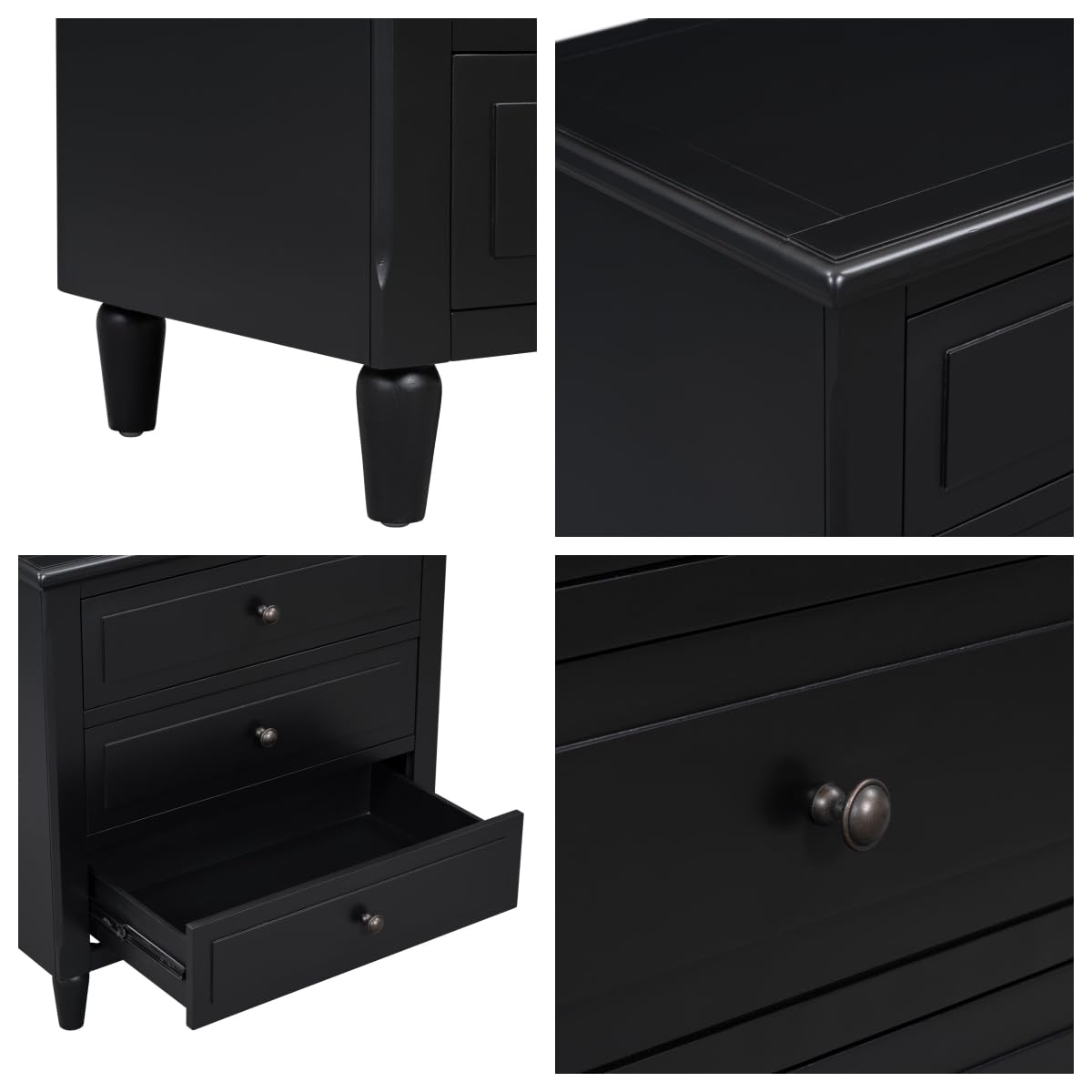 Nightstands with 3 Drawers for Bedroom, Modern Wood Bedside End Table