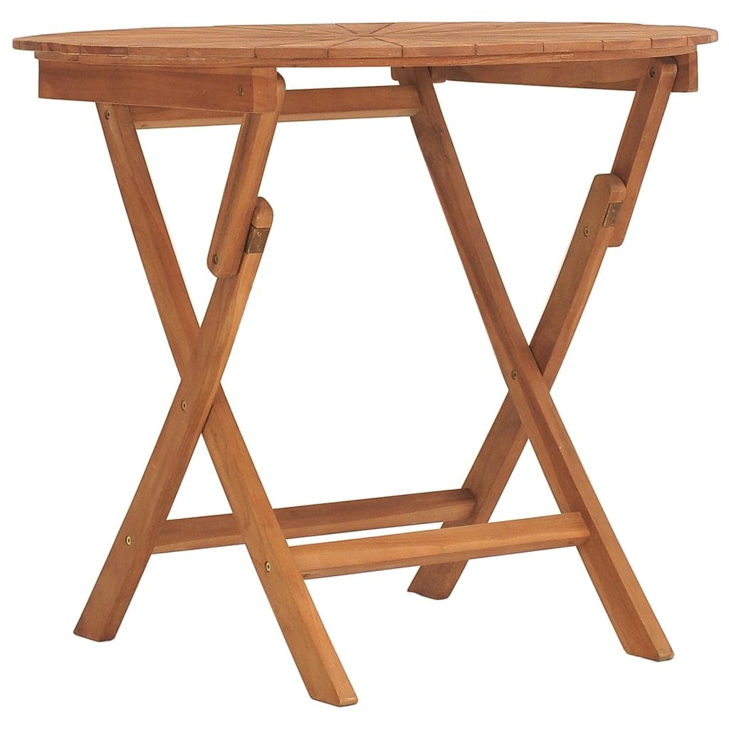 GROSERY Folding Patio Table ? 33.5""x29.5"" Solid Wood Teak,Teak Wood Patio Table, Foldable Outdoor Dining Table with Umbrella Hole for Garden, Balcony, and Commercial Use, Brown