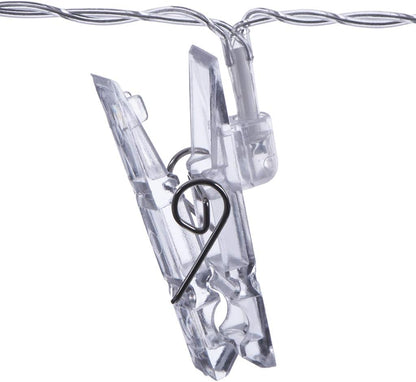 GL42589 10.5 Sterno Home LED Battery-Operated Clip String Lights, Feet, Warm White Cord