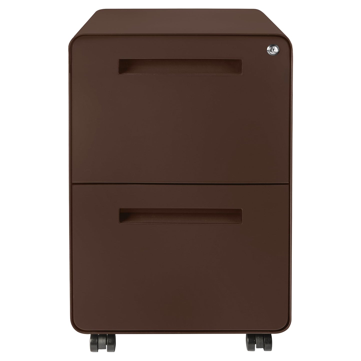 Laura Davidson Furniture Stockpile 2 Drawer Mobile File Cabinet with Lock - Under Desk Metal Filing Cabinet, Legal/Letter File Folders, Wheels and Stationary Feet, Pre-Assembled, Dark Brown