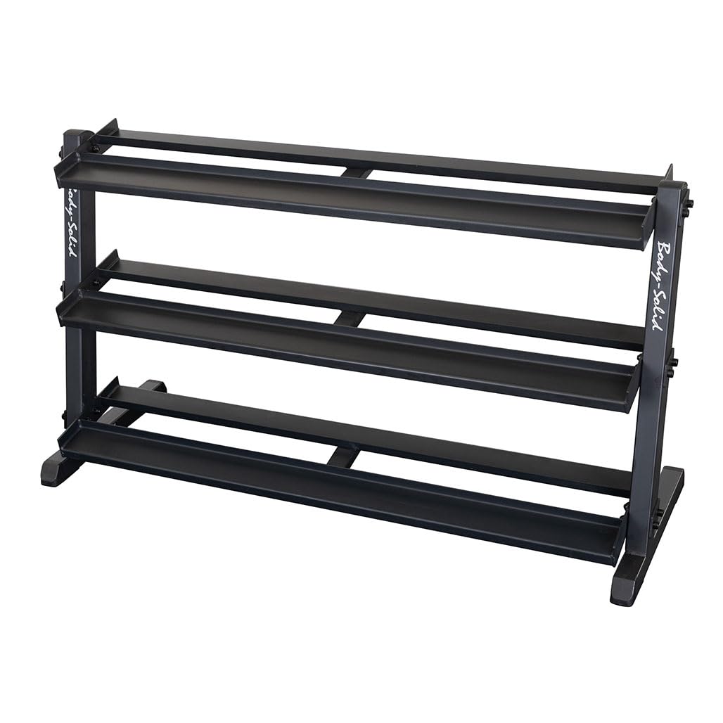 Body-Solid (GDR603T) 60 inch Dumbbell Rack with 3rd Tier - Stand Only, Heavy-Duty Dumbell Weight Storage Racks for Hand Weights, Home Gym Organizer Can Hold 5-70 lbs. Hex Dumbbells