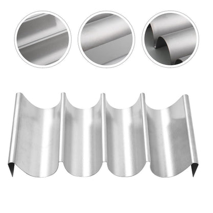 DEARMAMY Stainless Taco Holder Multi-Slot Taco Stand 9.84 Inch Compact Rack for Tacos Pancakes Hot Dogs Serving Home Restaurant Use