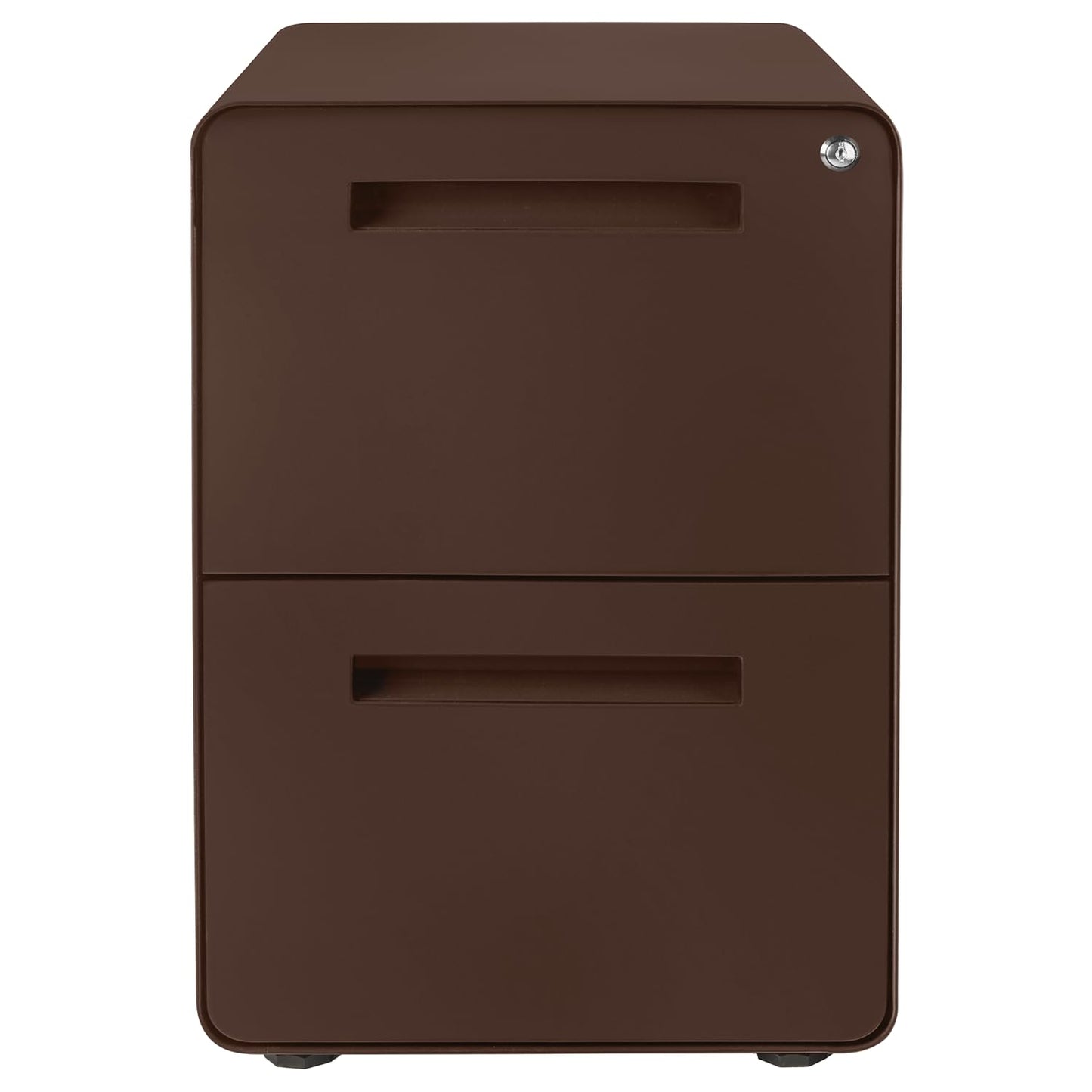 Laura Davidson Furniture Stockpile 2 Drawer Mobile File Cabinet with Lock - Under Desk Metal Filing Cabinet, Legal/Letter File Folders, Wheels and Stationary Feet, Pre-Assembled, Dark Brown