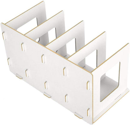Fdit Wooden Desktop Bookshelf Rack, Storage Shelf for Home, School, Office Organizer (Warm White)