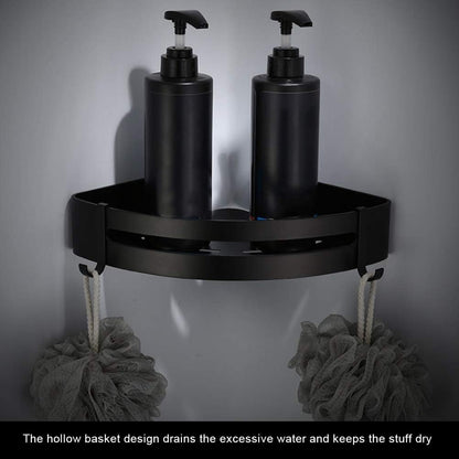 TOPINCN Bathroom Corner Shelf - Wall Mounted Shower Caddy Storage Organizer for Kitchen Toilet (Black)