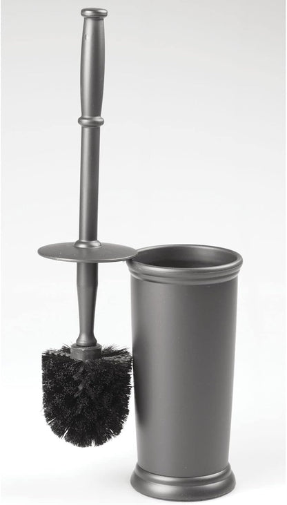 mDesign Toilet Bowl Brush and Holder - Covered Bathroom Scrubber in Modern Holder - Space Saving Deep Cleaning Brush -