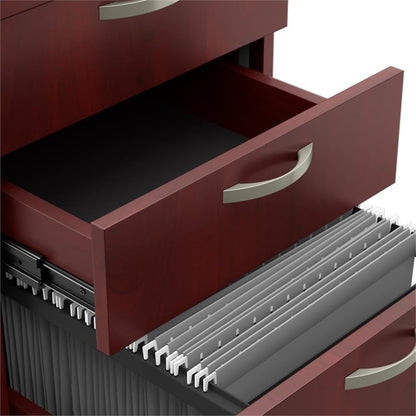 Pemberly Row Mobile File Cabinet, Hansen Cherry Finish, Engineered Wood, 3 Drawer Locking Design with Wheels, Fits Under Desk, Office Storage for Letter, Legal, and A4 Documents