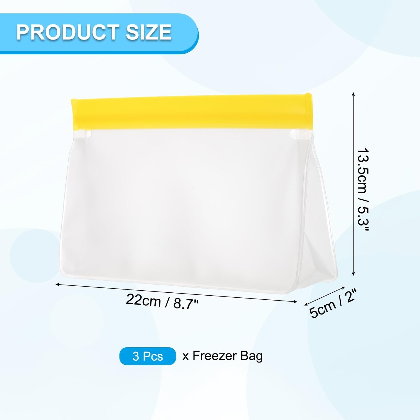 PATIKIL 8.7"x2"x5.3" Reusable Freezer Bag, 3 Pcs Leakproof Zip Food Storage Stand Up Bags Fridge Snack Vegetable Fruit Ice Container for Long-Lasting Freshness, Black