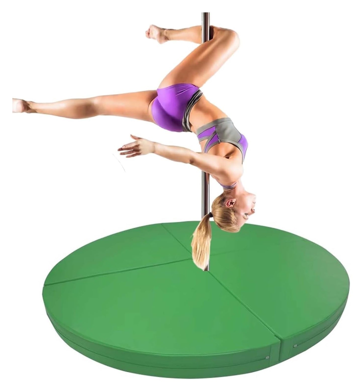 OneGrifN Pole Crash Mat，Stripper Pole Crash Pad， Round Folding Crash Mat,Thick Foam Safety Pad for Gymnastics/Fitness/Aerial Yoga,Leather Anti-Collision(Green,120cmx3cm(47.2inx1.2in))