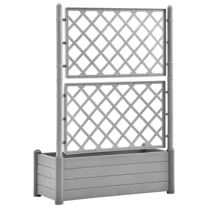 XHNIFBN Stone Grey Large Vertical Garden Planter with Integrated Trellis 39.4 x 39.4 x 55.9 in UV Polypropylene Rectangular Flower Box for Patio Balcony Outdoor Gardening