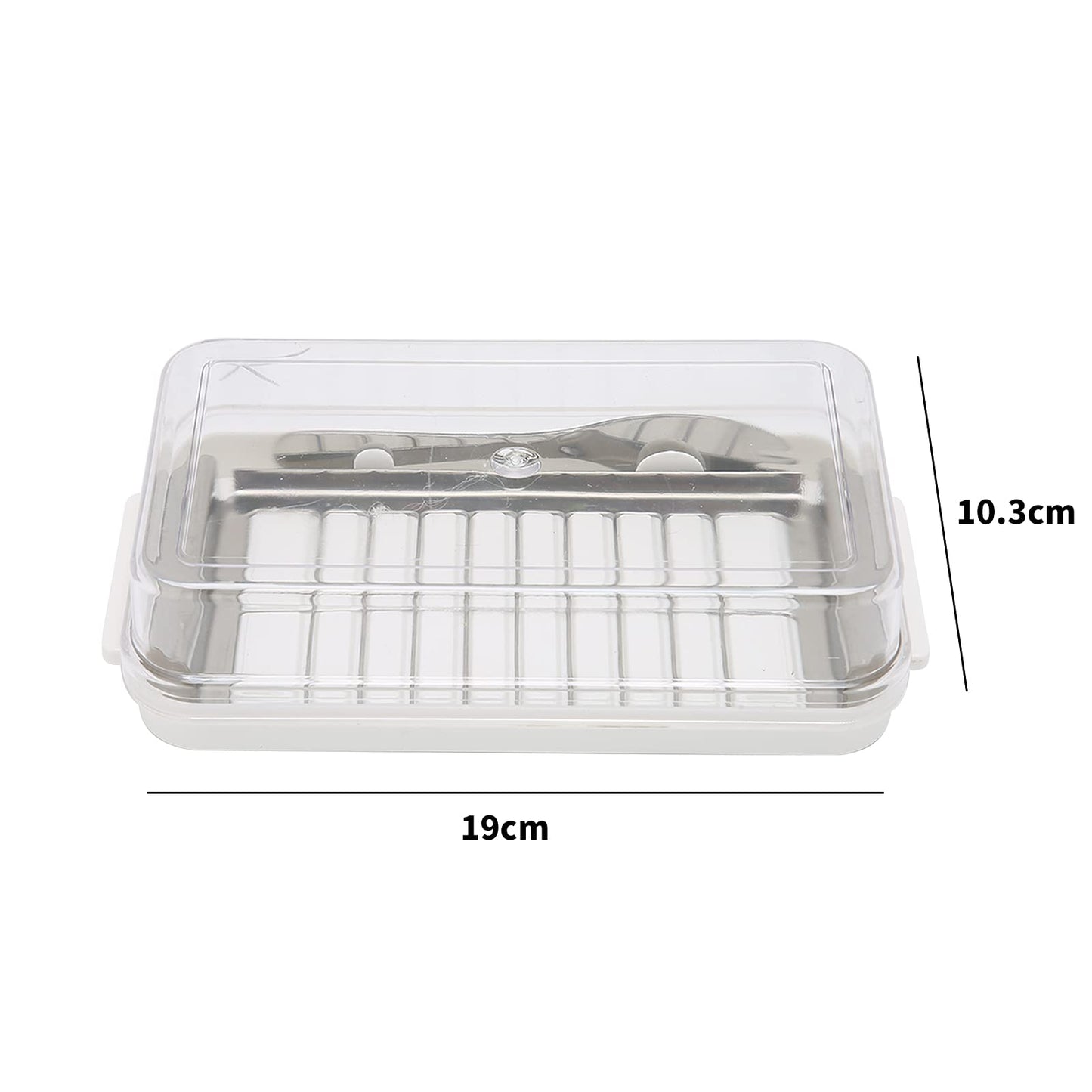 Yosoo Health Gear Butter Slicer Butter Cutter Box Stainless Steel Butter Slicer Cutter Dish, Cheese Storage Container with Transparent Cover for Kitchen, 7.5x4.1x1.6in Easy Cutting Butter Box Case