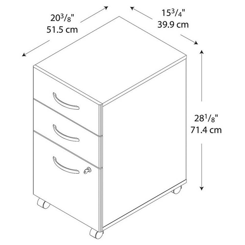Bush Business Furniture Series C 3 Drawer Mobile File Cabinet in Mahogany, Assembled Office Storage Unit for Home or Commercial Spaces