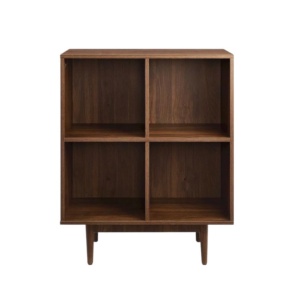Furnifact Black 4 Cube Record Player Stand with Vinyl Storage, Modern Entertainment Center, Compact Design, Durable and Easy Assembly