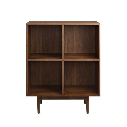 Furnifact Black 4 Cube Record Player Stand with Vinyl Storage, Modern Entertainment Center, Compact Design, Durable and Easy Assembly