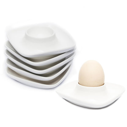 Vila KuChe Ceramics White Egg Cups Egg Holders for Hard Boiled Eggs Set 6pcs