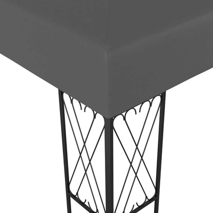 Gazebo Anthracite Polyester Fabric 9.8 x 9.8 ft, Outdoor Canopy Tent with Decorative Inlays, Square Patio Gazebo for Garden Lawn Structures