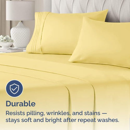 King Standard Pillow Cases - Soft Hotel Quality Covers for Comfy Bedding | Set of 4, Yellow