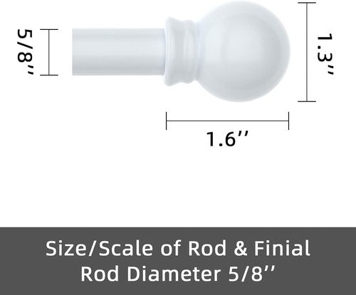 GXOACKJ Heavy-Duty Metal Curtain Rods - Decorative White, 48 to 84 Inches, Includes Brackets
