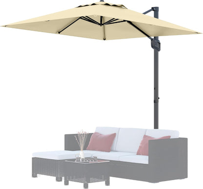 Hetoy 10' x 10' Square Cantilever Patio Umbrella, Extra Large Offset Hanging Umbrella with UV Protection, Adjustable Tilt, Weather-Resistant Fabric, Easy Assembly, Sturdy Base Included