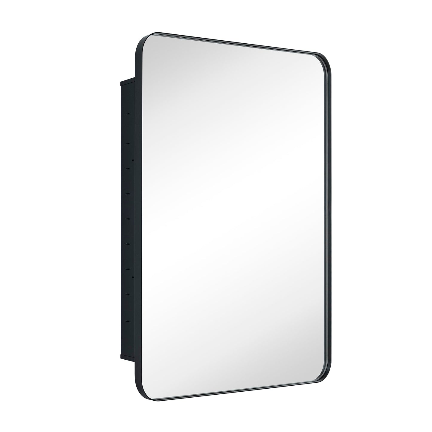 EGHOME Matt Black Rectangle Recessed Bathroom Medicine Cabinet with Mirror Stainless Steel Metal Framed Rounded Rectangular Bathroom Cabinet with Mirror 24x36''