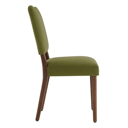 KISLOT Upholstered Dining Chairs Set of 4, Modern Velvet Kitchen Chairs with Solid Wood Legs, High Back Wooden Dining Room Chairs with Dark Walnut Color Legs for Farmhouse Kitchen Dining Room, Green