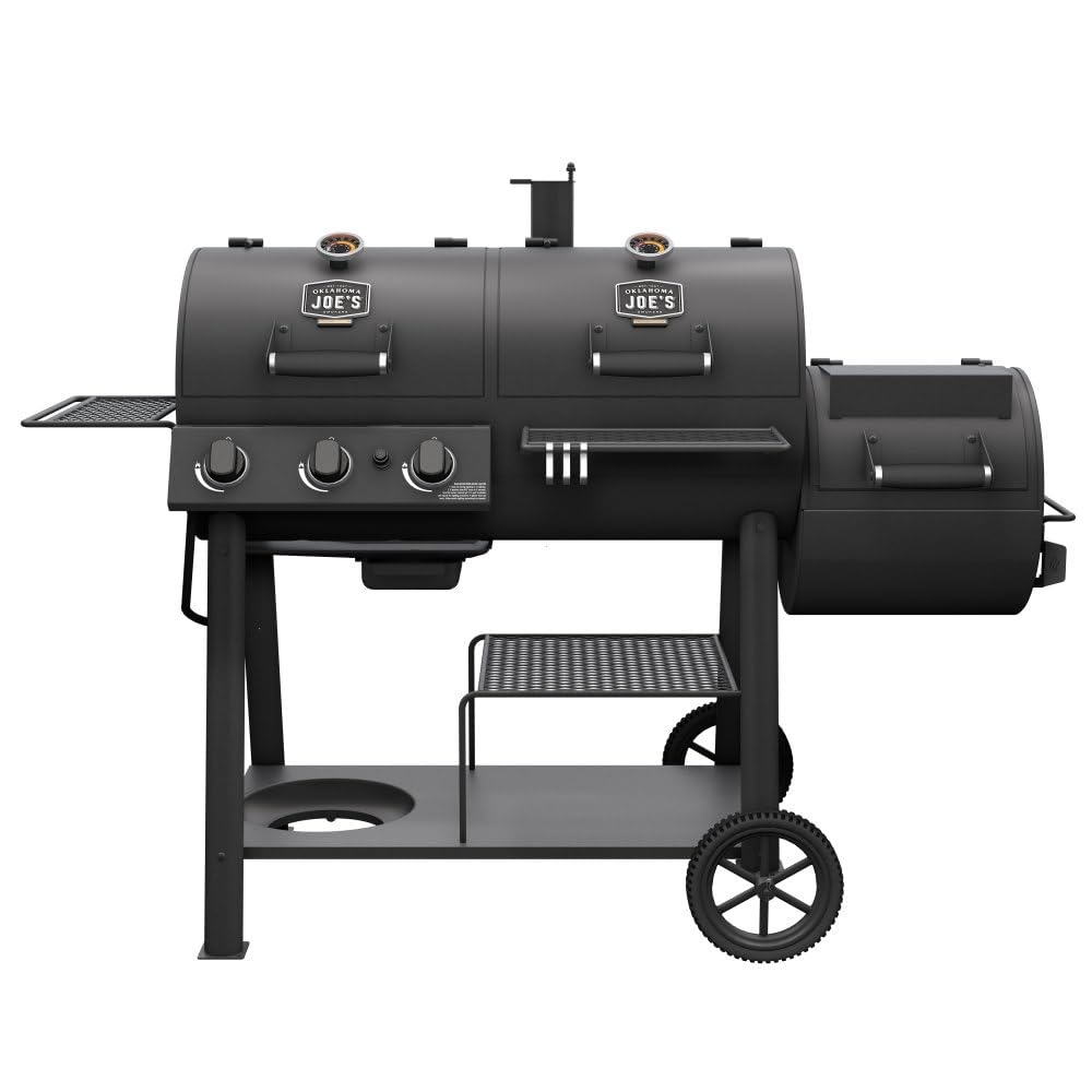 Oklahoma Joe's Canyon Combo Dual Fuel 3-Burner Propane Gas and Charcoal Smoker and Grill with 1031 sq. in. Cooking Area in Black