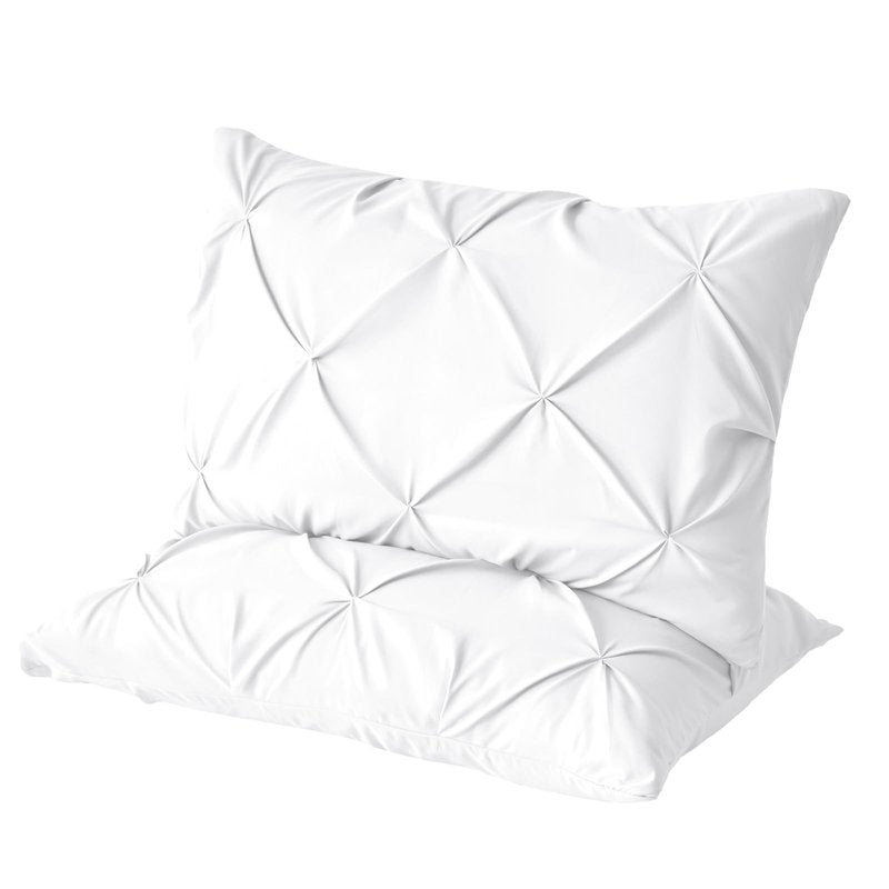 VACVELT Pintuck Pillow Cases King Size Set of 2, White Pillow Shams Decorative Pillowcases with Envelope Closure, Pinch Pleated Microfiber Pillowcases, Wrinkle and Stain Resistant