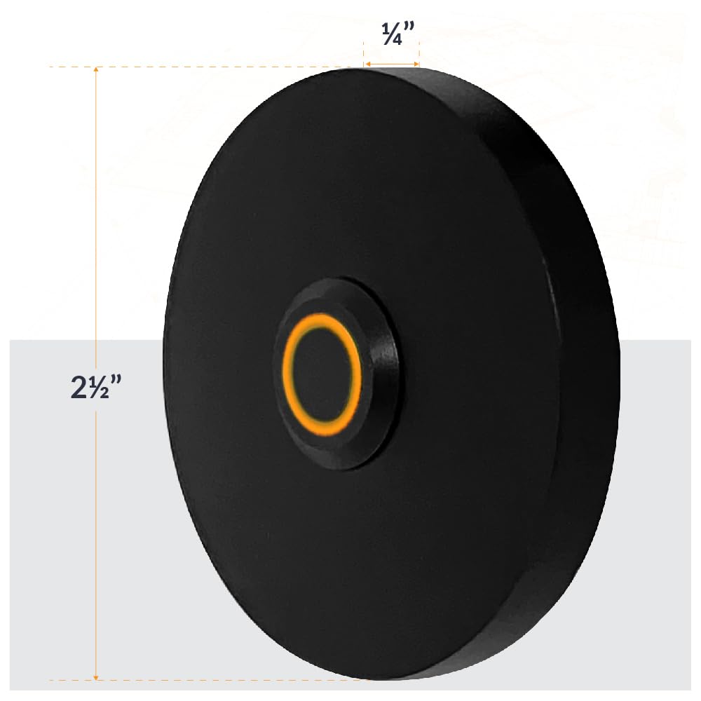 Newhouse Hardware Rectangular Lighted Wired Metal Doorbell Button in Black BT6BL, for Doorbell Chime, Buzzer, or Ringer, Door Bell Button Only, Buzzer Button with LED Button Light