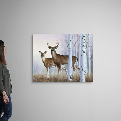 CANVAS ON DEMAND Deer in Birch Woods Canvas Wall Art Print by Rusty Frentner, Contemporary, Home Decor, Buck, Cervine Artwork,45" x36in