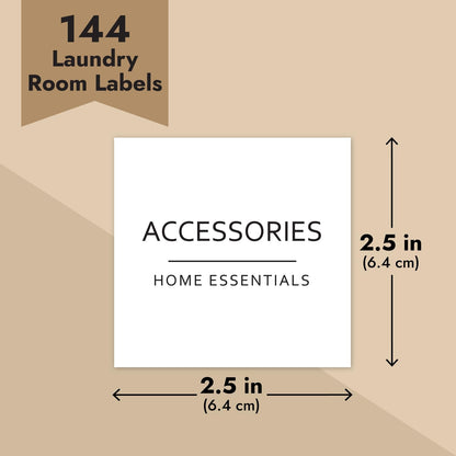Talented Kitchen 144 Minimalist Laundry Room Labels - 2.5" x 2.5", Black on White Matte Vinyl - Organize Glass Jars & Spray Bottles, Water-Resistant Labels for Laundry Room Organization