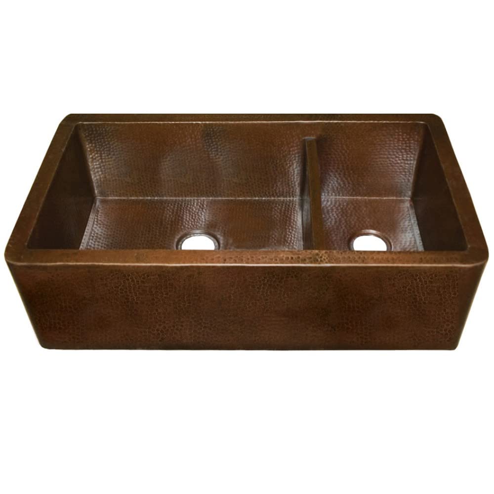 Native Trails CPK274 Farmhouse Duet Pro Kitchen SInk in Antique Copper