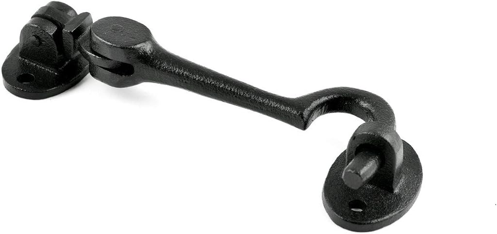 Renovators Supply Manufacturing Door Latch Lock, 4.5 in. Black Wrought Iron Swivel Hook and Eye Latch