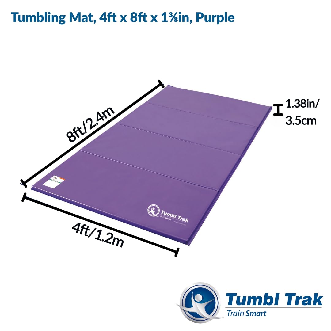 Tumbl Trak Gymnastics Folding Tumbling Panel Mat, 4ft x 8ft x 1-3/8in, Purple